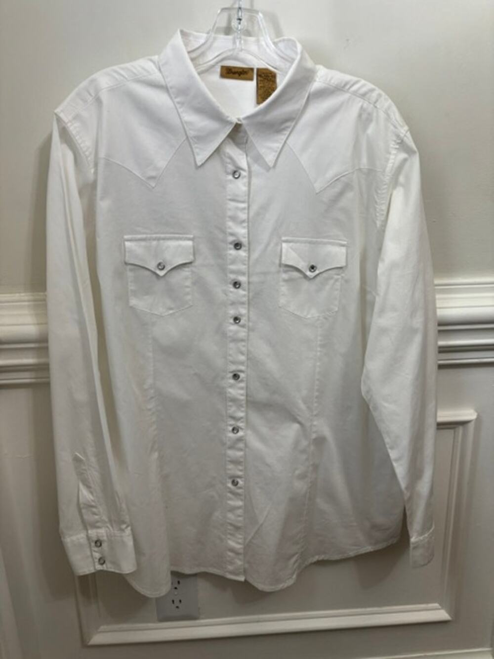 Wrangler Shirt Womens XXL Long Sleeve Western Snap Cowgirl White